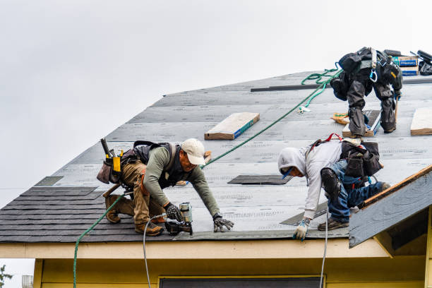Professional Gutter Installation technician working in Windham, ME